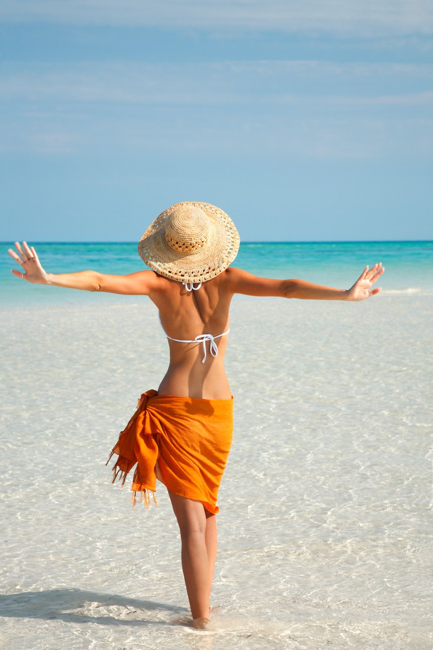 orange sarong woman