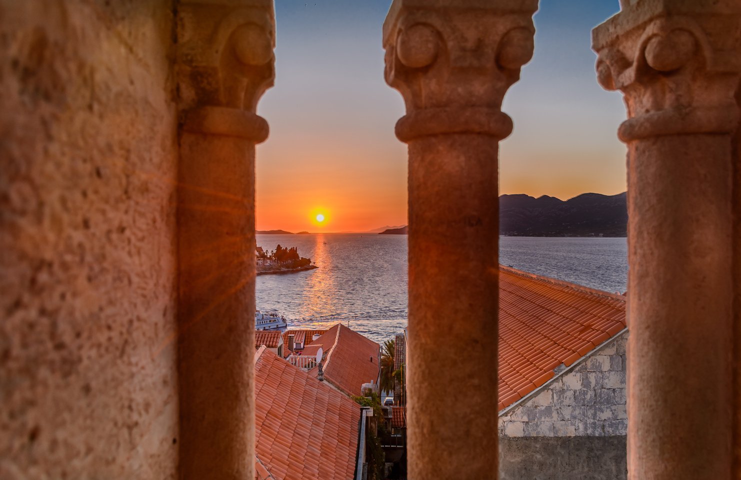 Sunset Korcula Croatia.